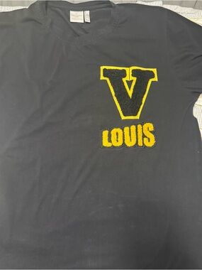 Louis Vuitton Black Short Sleeve Tee with Yellow 'V' Patch